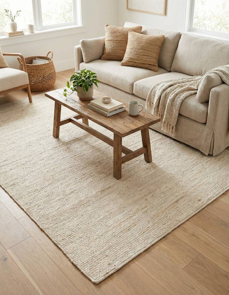 Detail image of  6' 1 x 9'  Hand Braided Jute Rug