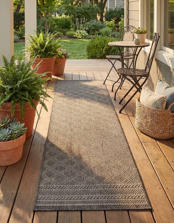 Detail image of 2' x 8'  Washable Trellis Indoor / Outdoor Runner Rug