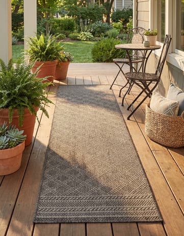 Chocolate Brown Easy-Clean Lattice Indoor / Outdoor Runner Rug