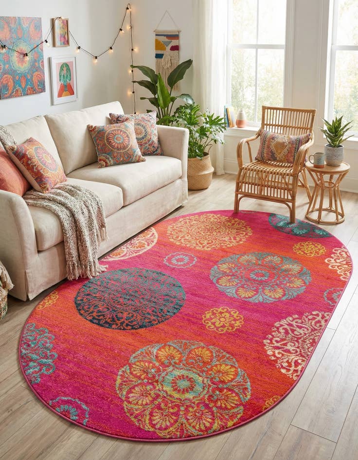 Detail image of  5' 3 x 8' Azalea Oval Rug