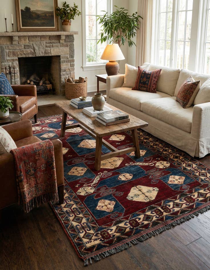 Detail image of 5' x 7' 5  Hand Knotted Kazak Wool Rug