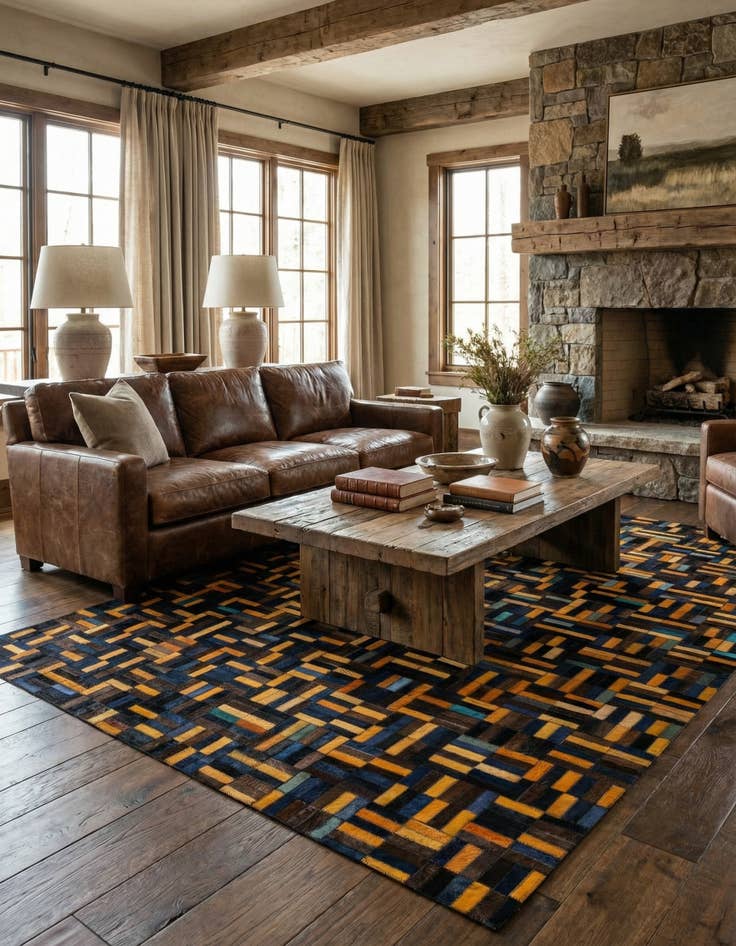 Detail image of  4' 11 x 7' 11 Cowhide - Patchwork Rug