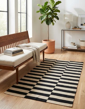 3' 4 x 4' 10 Hand Woven Kilim Modern Wool Rug