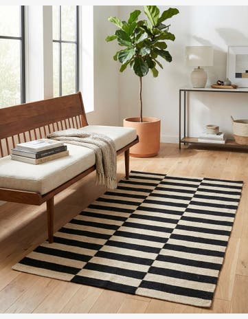 3' 4 x 4' 10 Hand Woven Kilim Modern Wool Rug