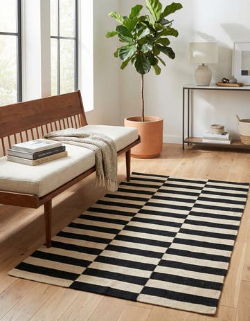 3' 4 x 4' 10 Hand Woven Kilim Modern Wool Rug