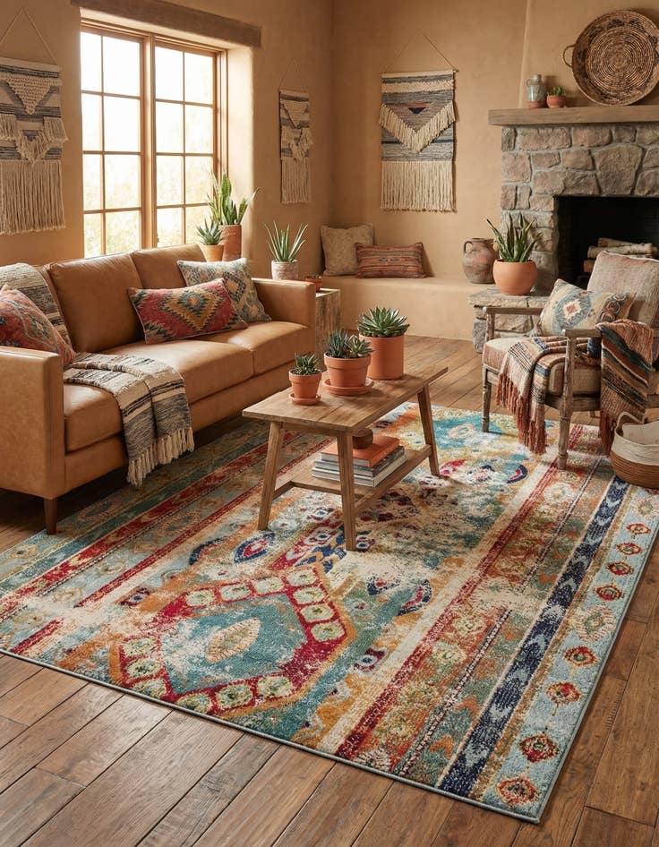 Detail image of 8' x 11'  Washable Santa Fe Rug