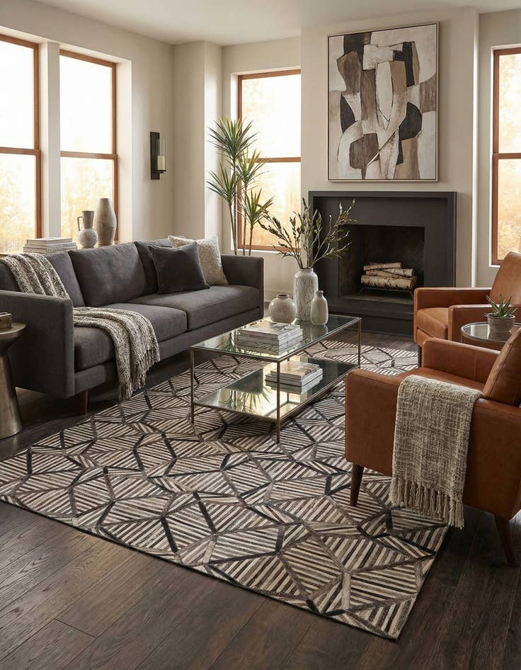 Detail image of 5' 2 x 7' 8 Cowhide Rug