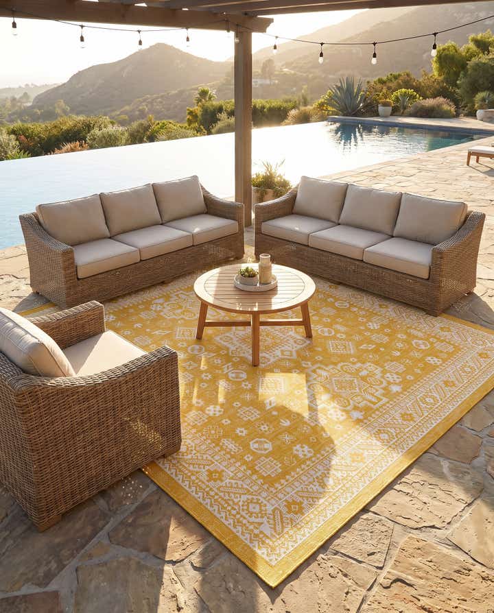 10' x 10' Easy-Clean Aztec Indoor / Outdoor Square Rug
