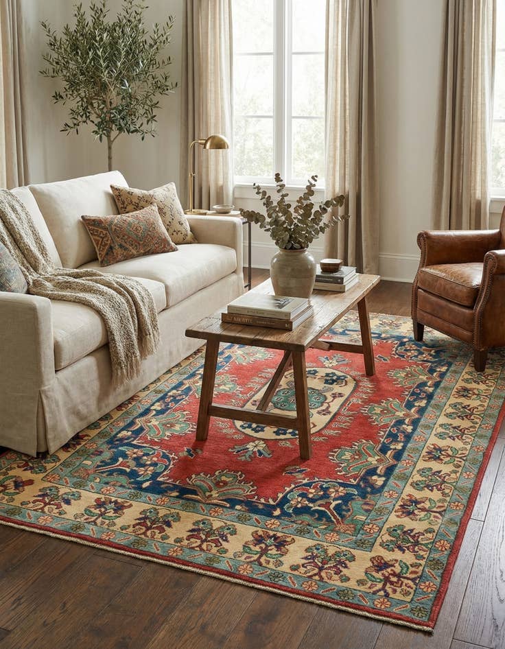 Detail image of 4' 10 x 7' 2  Hand Knotted Kazak Rug