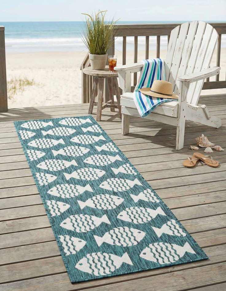 Detail image of 2' x 6' 1  Washable Coastal Indoor / Outdoor Runner Rug