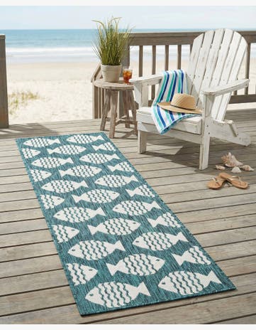 2' x 6' 1 Easy-Clean Coastal Indoor / Outdoor Runner Rug