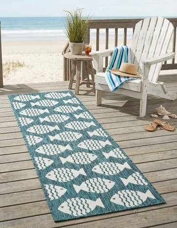 2' x 6' 1 Easy-Clean Coastal Indoor / Outdoor Runner Rug