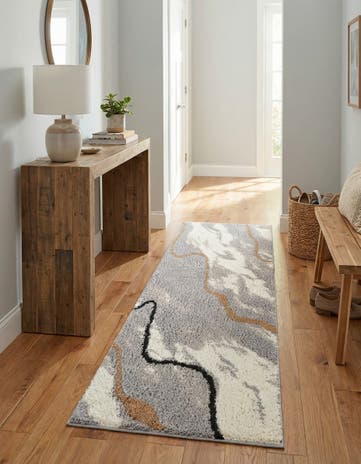 Gray and Ivory Sepia Runner Rug