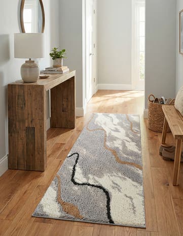 Gray and Ivory Sepia Runner Rug