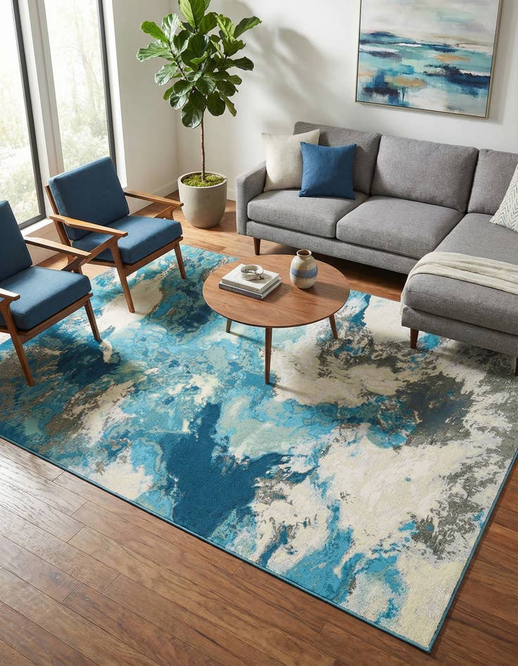 Detail image of 6' 1 x 9'  Washable Modern Indoor / Outdoor Rug