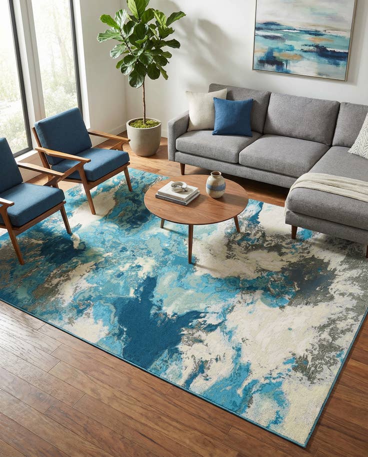 Detail image of 6' 1 x 9' Easy-Clean Modern Indoor / Outdoor Rug