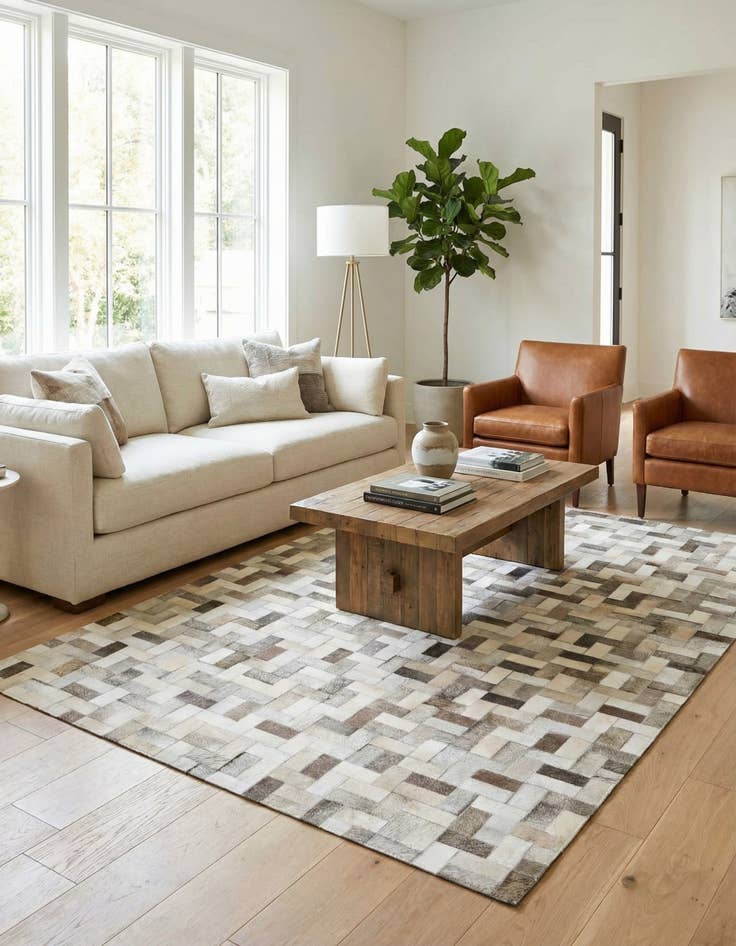 Detail image of 5' 1 x 8' Cowhide Stocks Rug