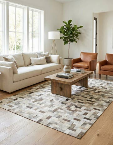 5' 1 x 8' Cowhide Stocks Rug