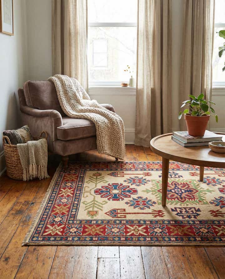 3' 3 x 4' 10 Hand Knotted Kazak Rug