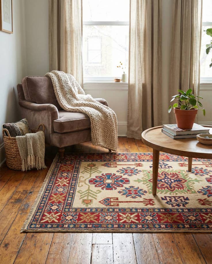 Detail image of 3' 3 x 4' 10 Hand Knotted Kazak Rug