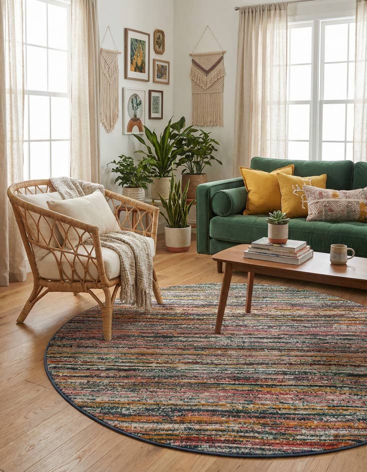 Detail image of  5' 3 x 5' 3 Gemstone Round Rug