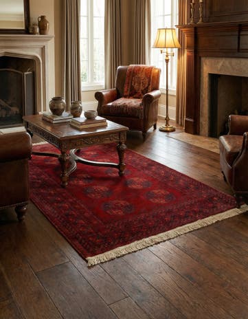 3' 5 x 6' 6 Hand Knotted Afghan Akhche Wool Rug