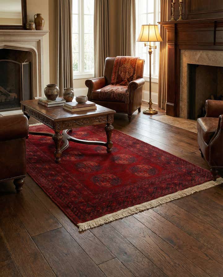 3' 5 x 6' 6 Hand Knotted Afghan Akhche Wool Rug