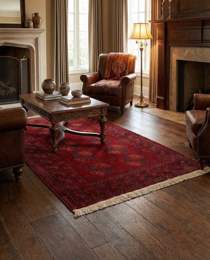 Detail image of 3' 5 x 6' 6 Hand Knotted Afghan Akhche Wool Rug
