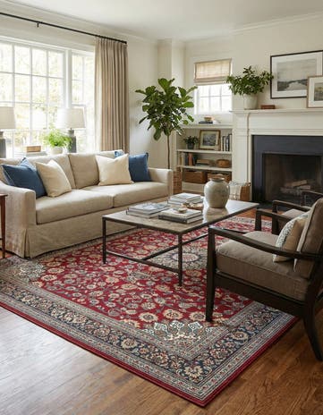 9' x 12' Easy-Clean Traditional Indoor / Outdoor Rug