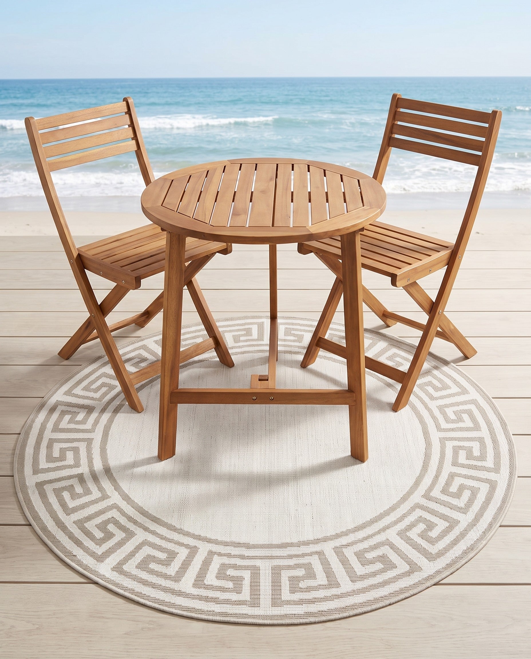 4' x 4' Easy-Clean Coastal Indoor / Outdoor Round Rug