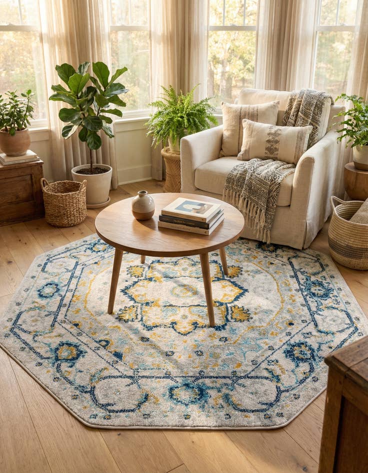 Detail image of 5' 3 x 5' 3 Madeline Vintage Octagon Rug