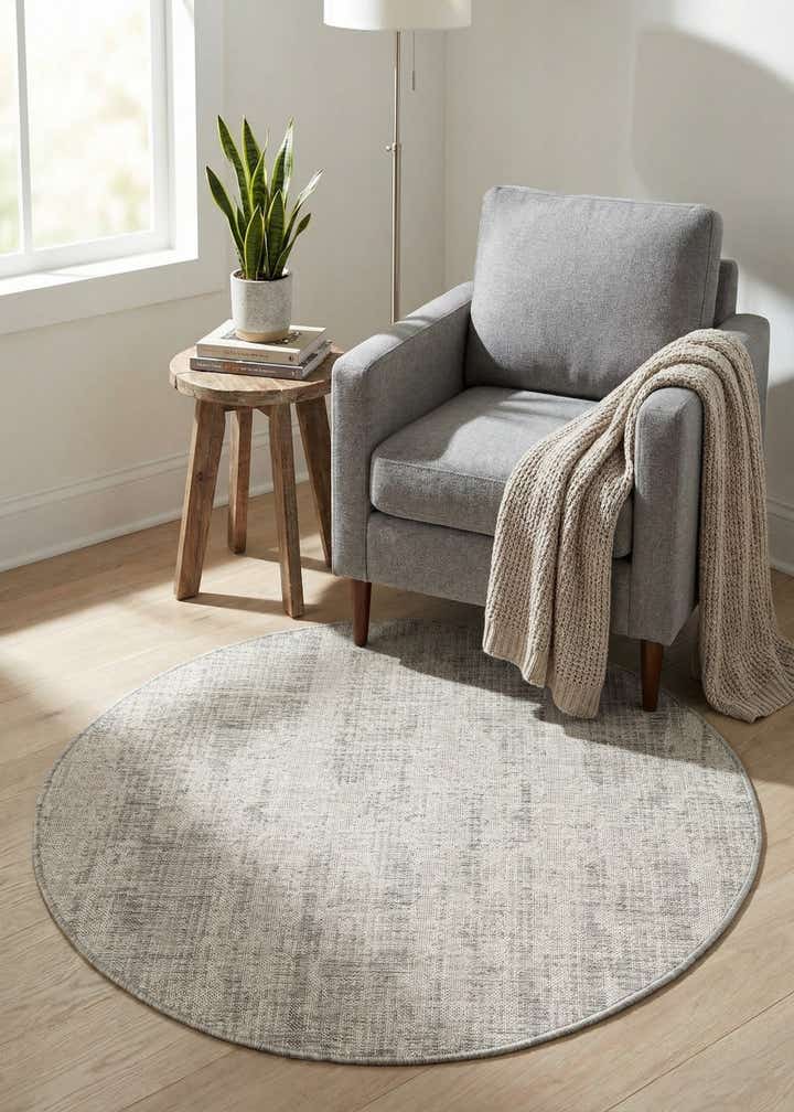 4' x 4' Easy-Clean Modern Indoor / Outdoor Round Rug