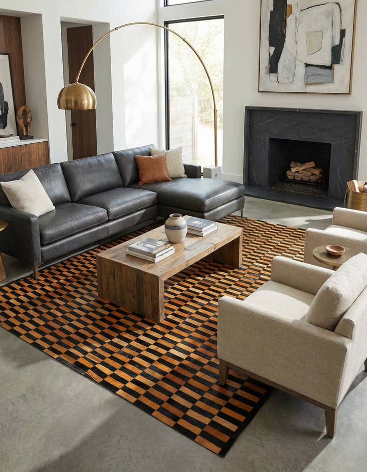 Detail image of  8' 2 x 10' Cowhide - Patchwork Rug