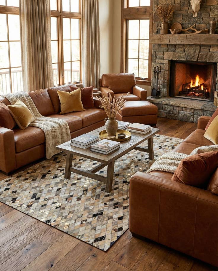 Detail image of 5' 1 x 7' 11 Cowhide - Patchwork Rug