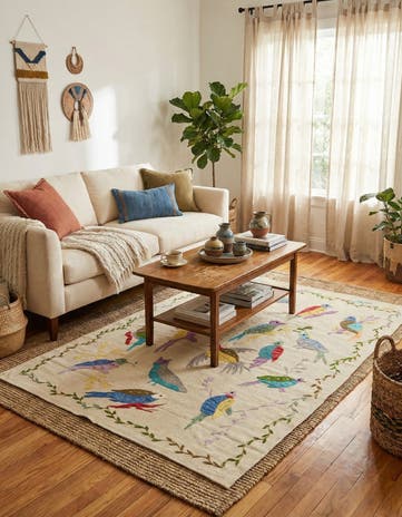 4' 2 x 5' 6 Hand Woven Kilim Suzani Wool Rug