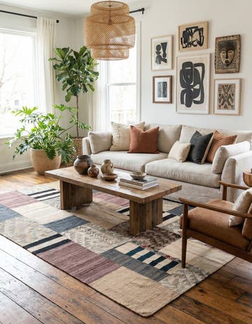 5' 5 x 7' 10 Hand Woven Kilim Patchwork Wool Rug