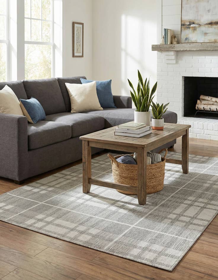 Detail image of  4' x 6'  Washable Checkered Indoor / Outdoor Rug