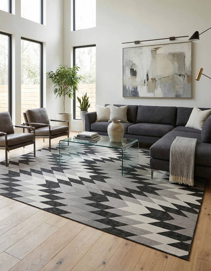 Detail image of  10' x 10'  Washable Modern Indoor / Outdoor Square Rug