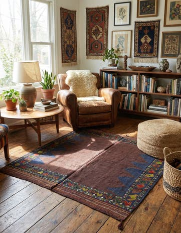 4' x 4' 2 Hand Woven Kilim Afghan Wool Square Rug