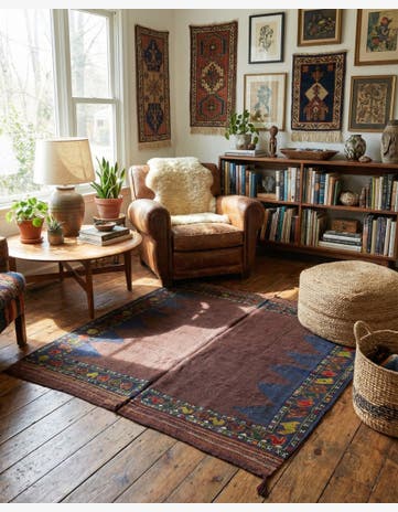 4' x 4' 2 Hand Woven Kilim Afghan Wool Square Rug