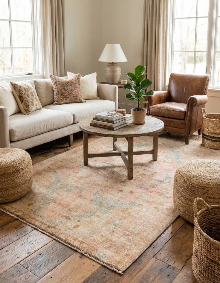 Detail image of  4' 1 x 6' 8  Hand Knotted Ultra Vintage Persian Wool Rug