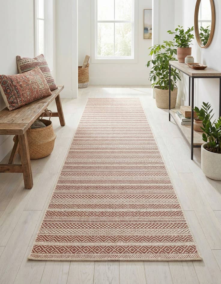 Detail image of 2' 7 x 12'  Washable Striped Indoor / Outdoor Runner Rug