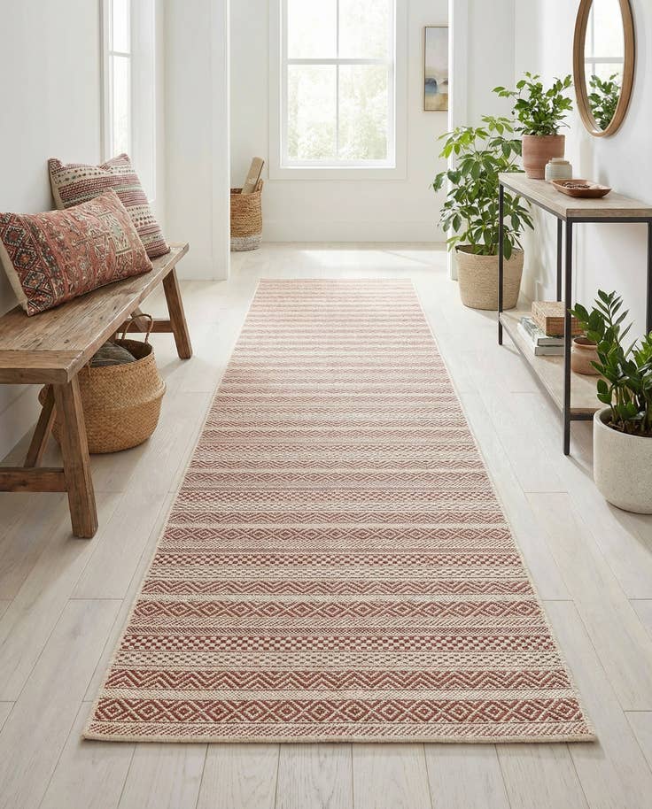 Detail image of 2' 7 x 12' Easy-Clean Striped Indoor / Outdoor Runner Rug