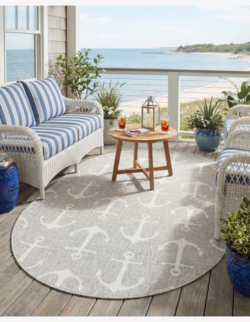 5' 3 x 8' Easy-Clean Coastal Indoor / Outdoor Oval Rug