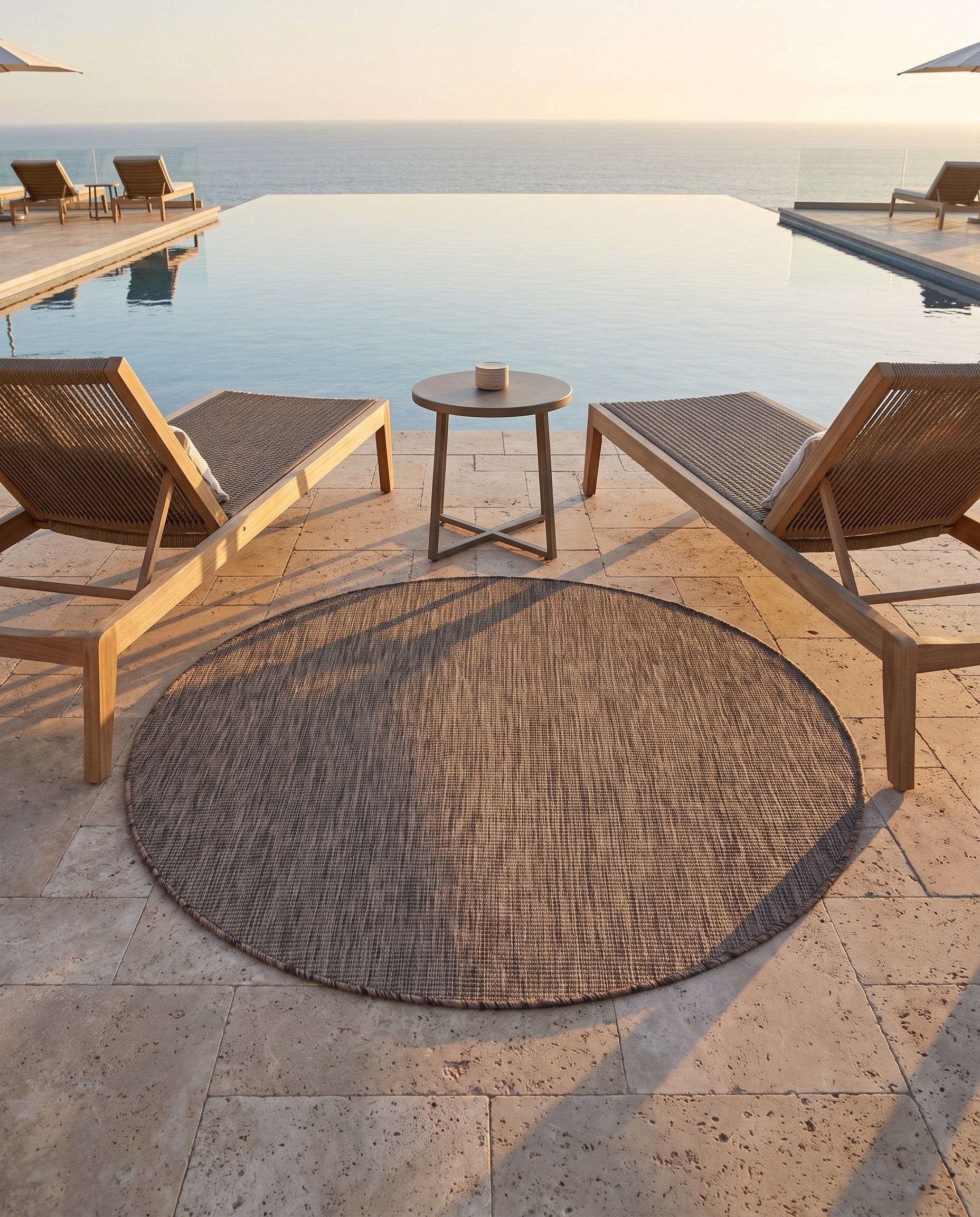 5' 3 x 5' 3 Easy-Clean Solid Indoor / Outdoor Round Rug