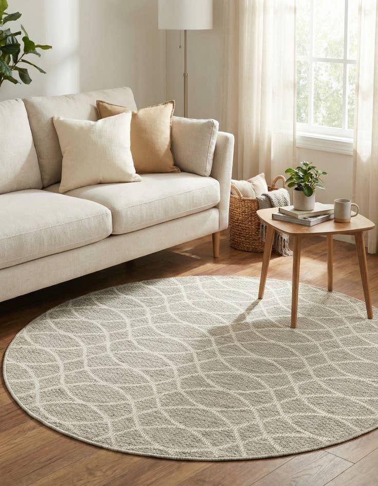 Detail image of 4' x 4'  Washable Trellis Indoor / Outdoor Round Rug