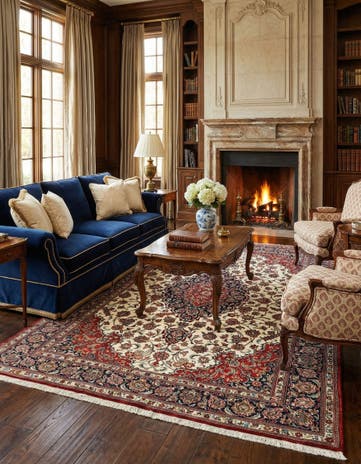 6' 4 x 9' 9 Hand Knotted Qom Persian Rug