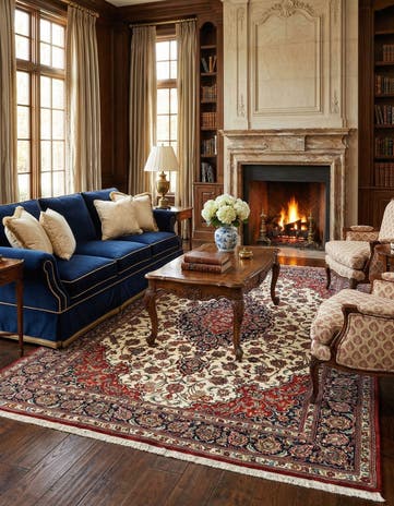 6' 4 x 9' 9 Hand Knotted Qom Persian Rug