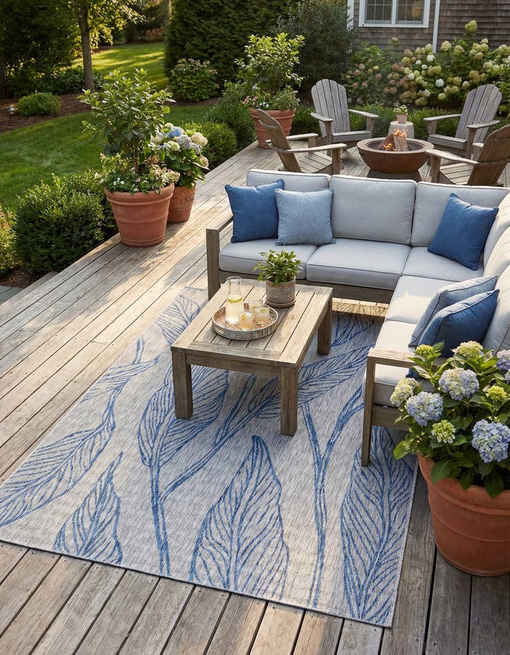 Detail image of 7' x 10'  Washable Botanical Indoor / Outdoor Rug