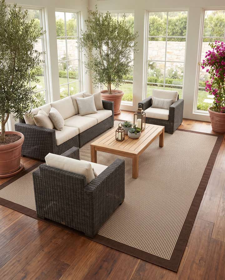 10' x 14' Easy-Clean Border Indoor / Outdoor Rug